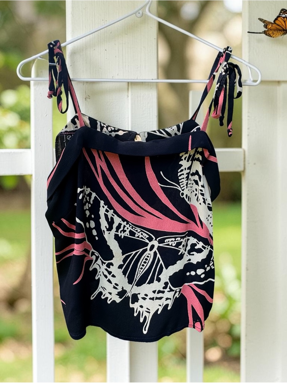 Vintage JEFFREY JEFFREY Butterfly Tie-Shoulder Cami Tank Top Sz S
